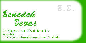 benedek devai business card